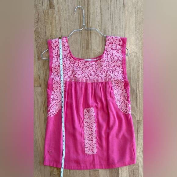 Women’s J.Marie Embroidered Devyn Linen Sleeveless Top Shirt, Pink, Linen, XS - Picture 8 of 8